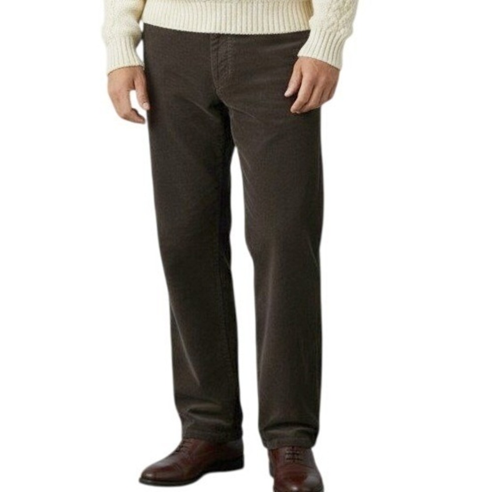 Perry Ellis Men's Brown Corduroy Pants Flat Front Straight Leg 34x32